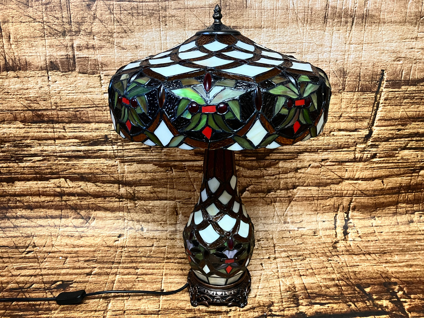 Glas in lood tafellamp 3 lichtpunten.