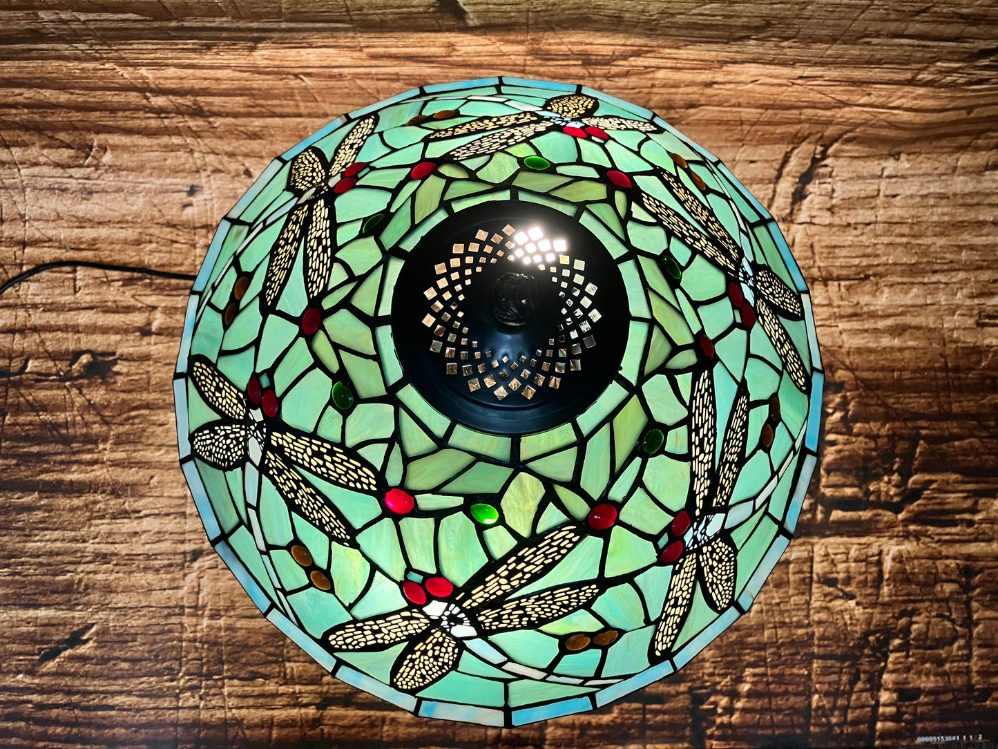 Glas in lood tafellamp (Dragonfly).