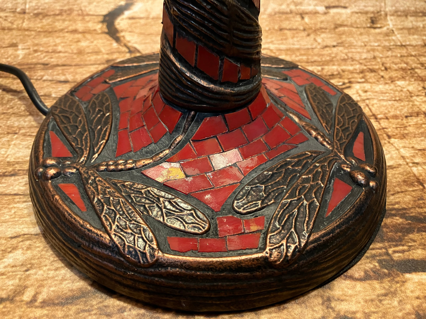 Glas in lood tafellamp (Dragonfly).