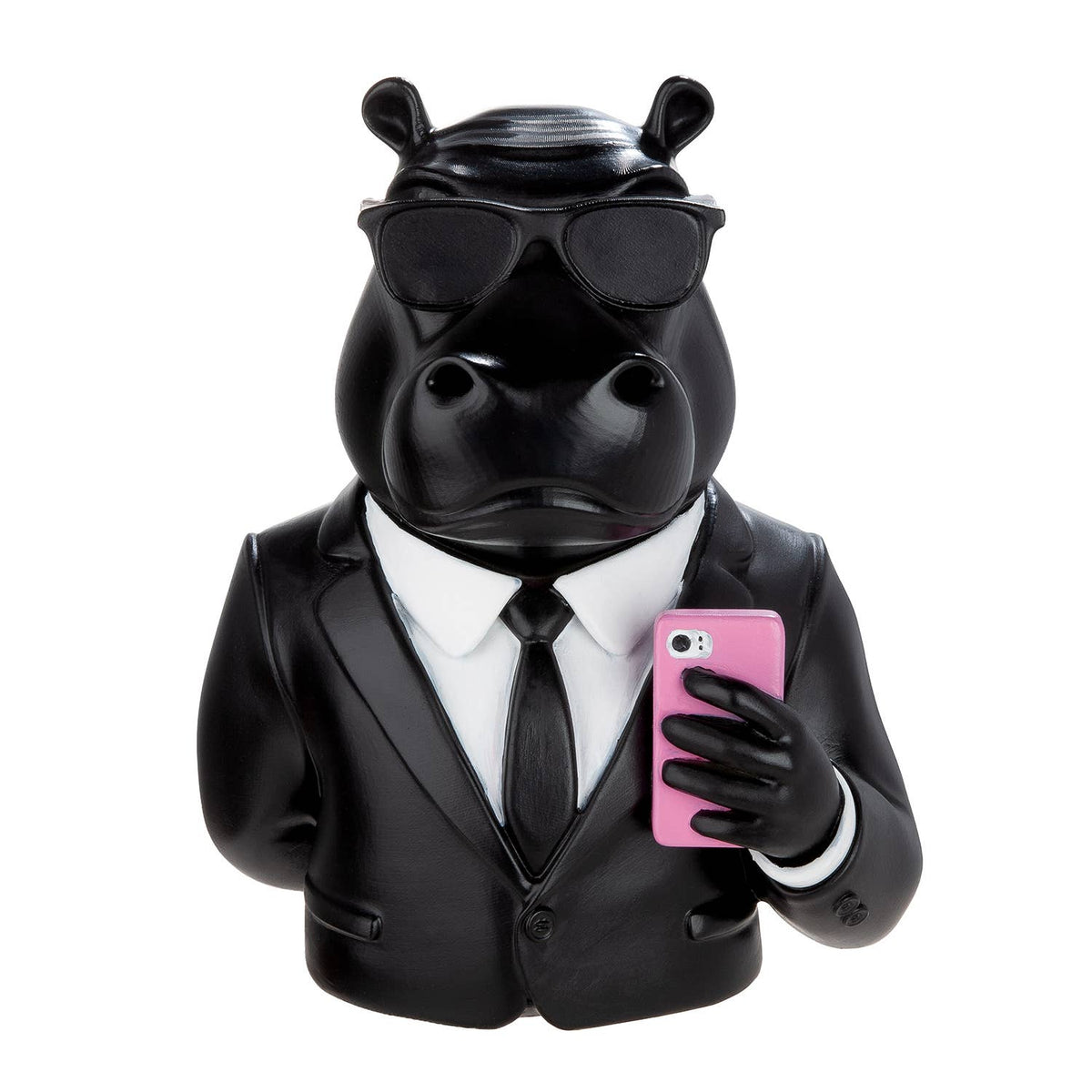 Figurine nijlpaard Zyro zwart H. 30 cm: Schwarz / Kunstharz