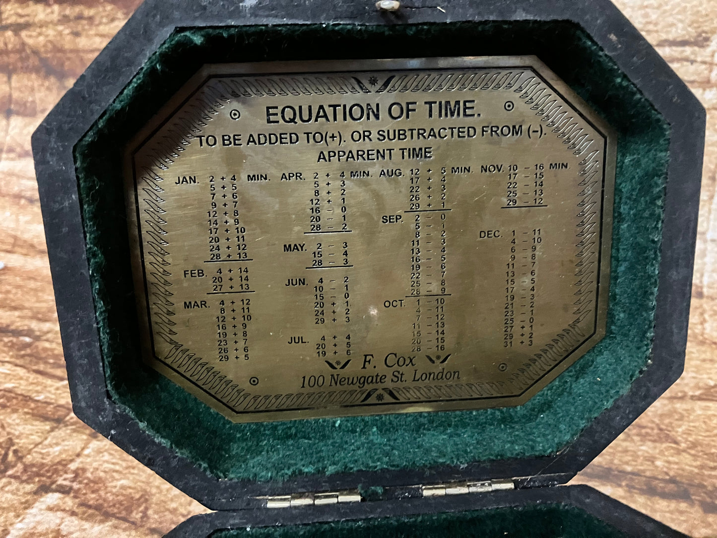 sundial en kompas F. Cox 100 Newgate St. London.