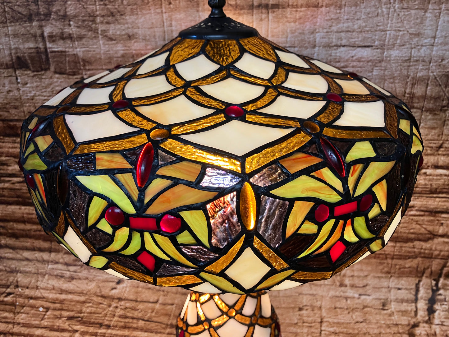 Glas in lood tafellamp 3 lichtpunten.