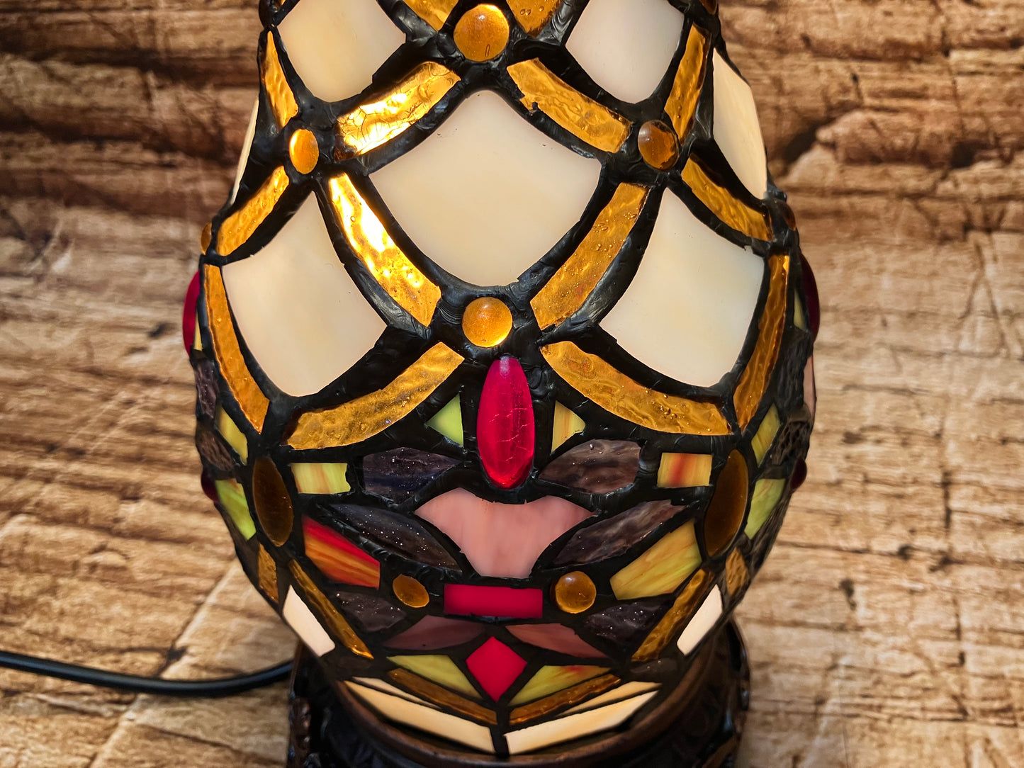 Glas in lood tafellamp 3 lichtpunten.