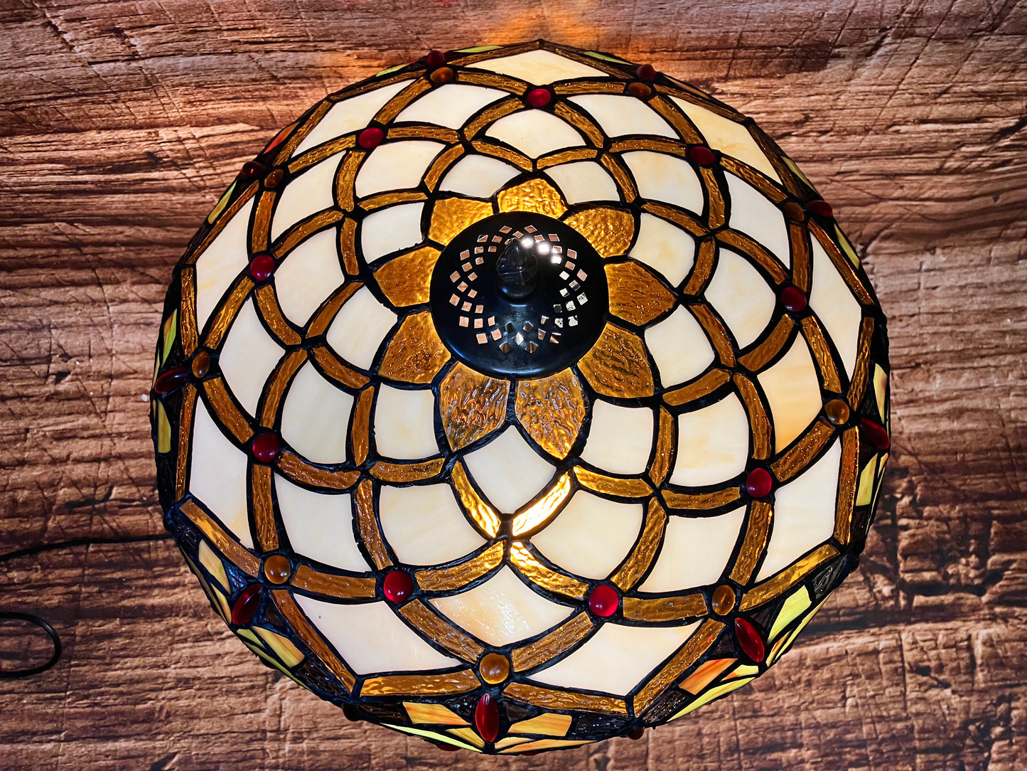 Glas in lood tafellamp 3 lichtpunten.