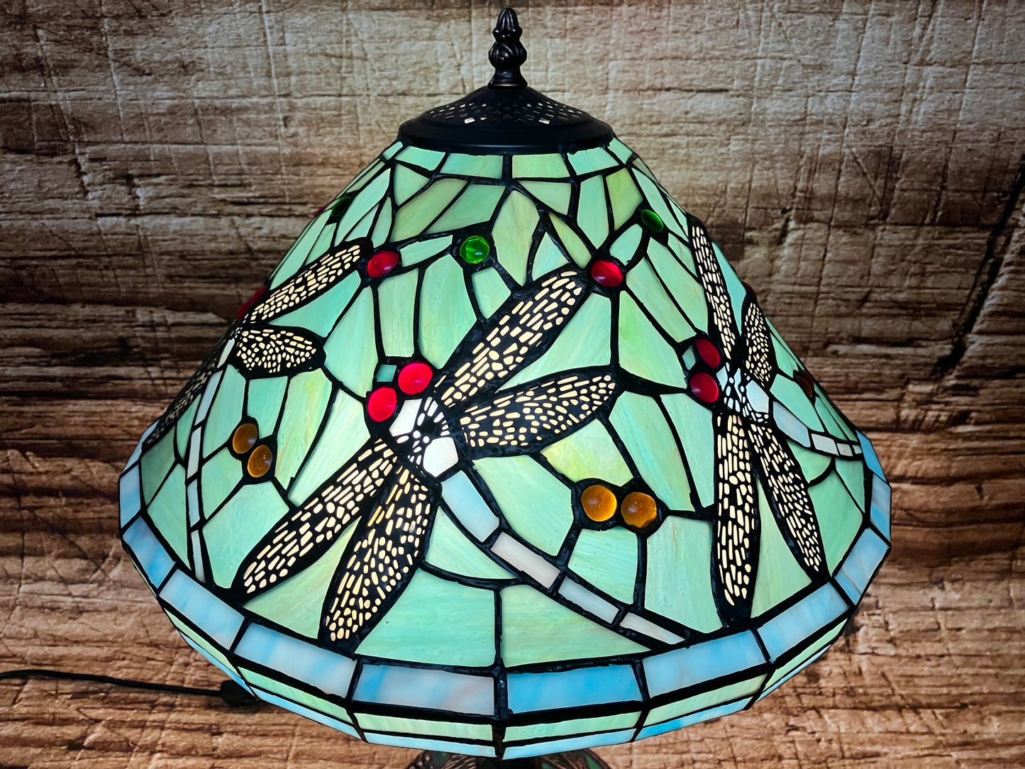 Glas in lood tafellamp (Dragonfly).