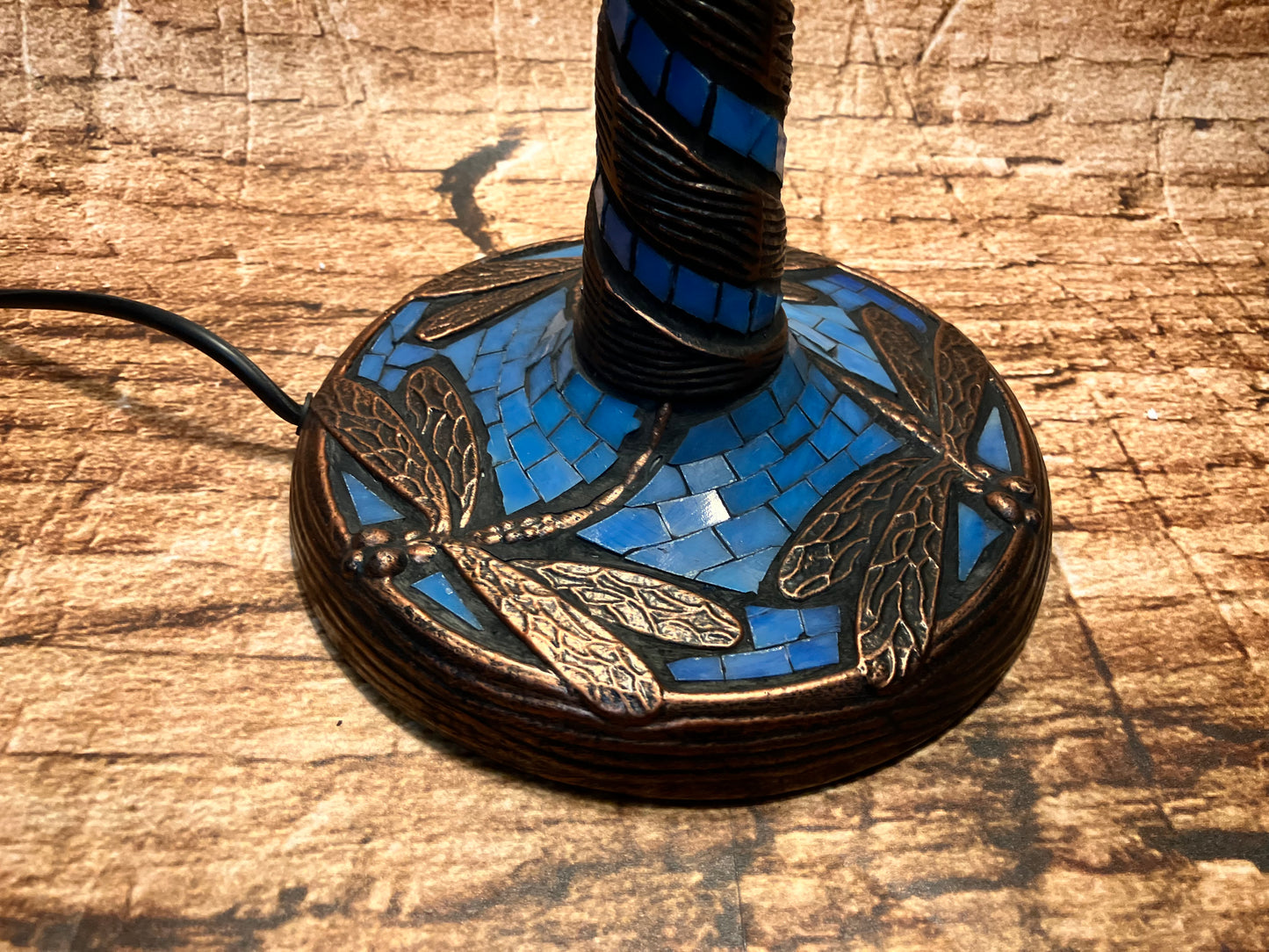 Glas in lood tafellamp (Dragonfly).