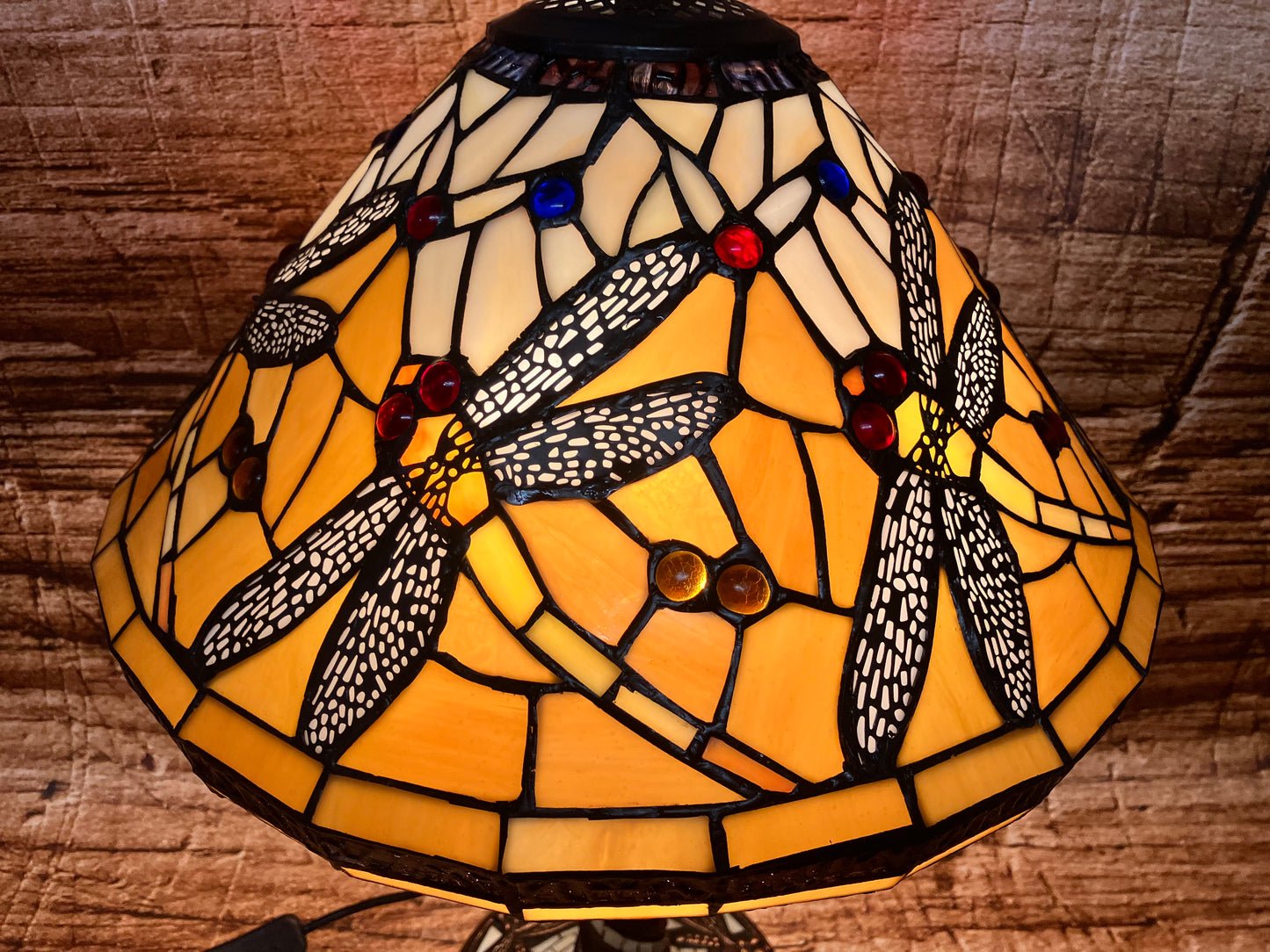 Glas in lood tafellamp (Dragonfly).