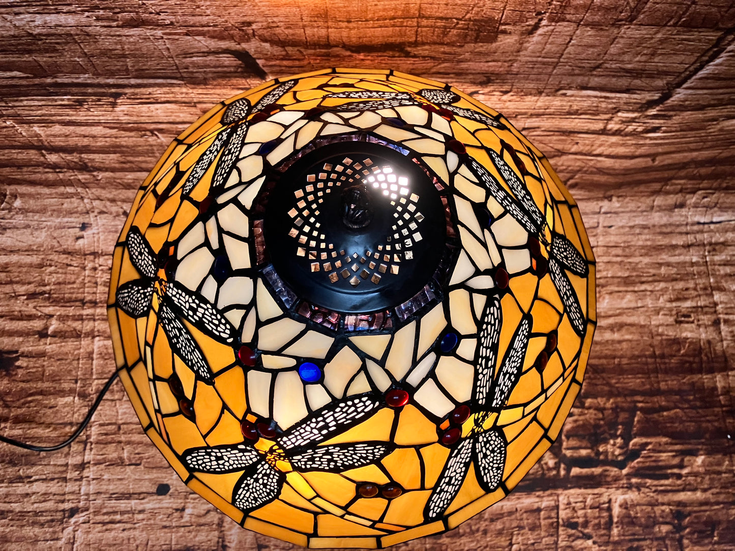 Glas in lood tafellamp (Dragonfly).