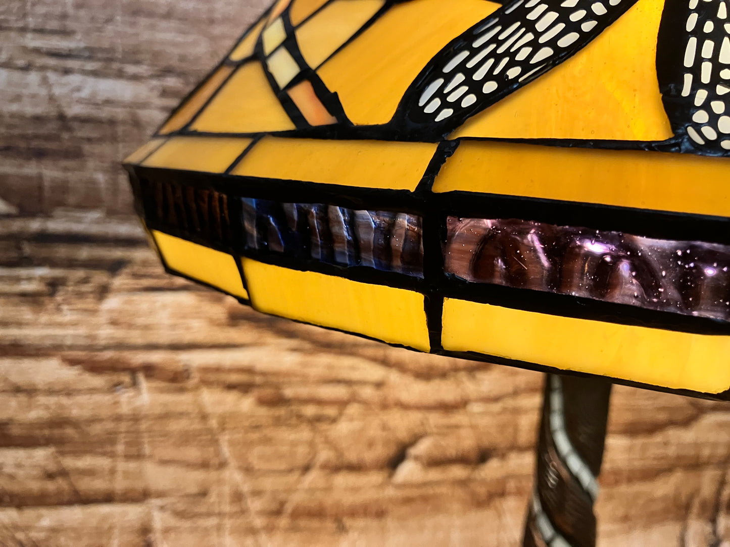 Glas in lood tafellamp (Dragonfly).