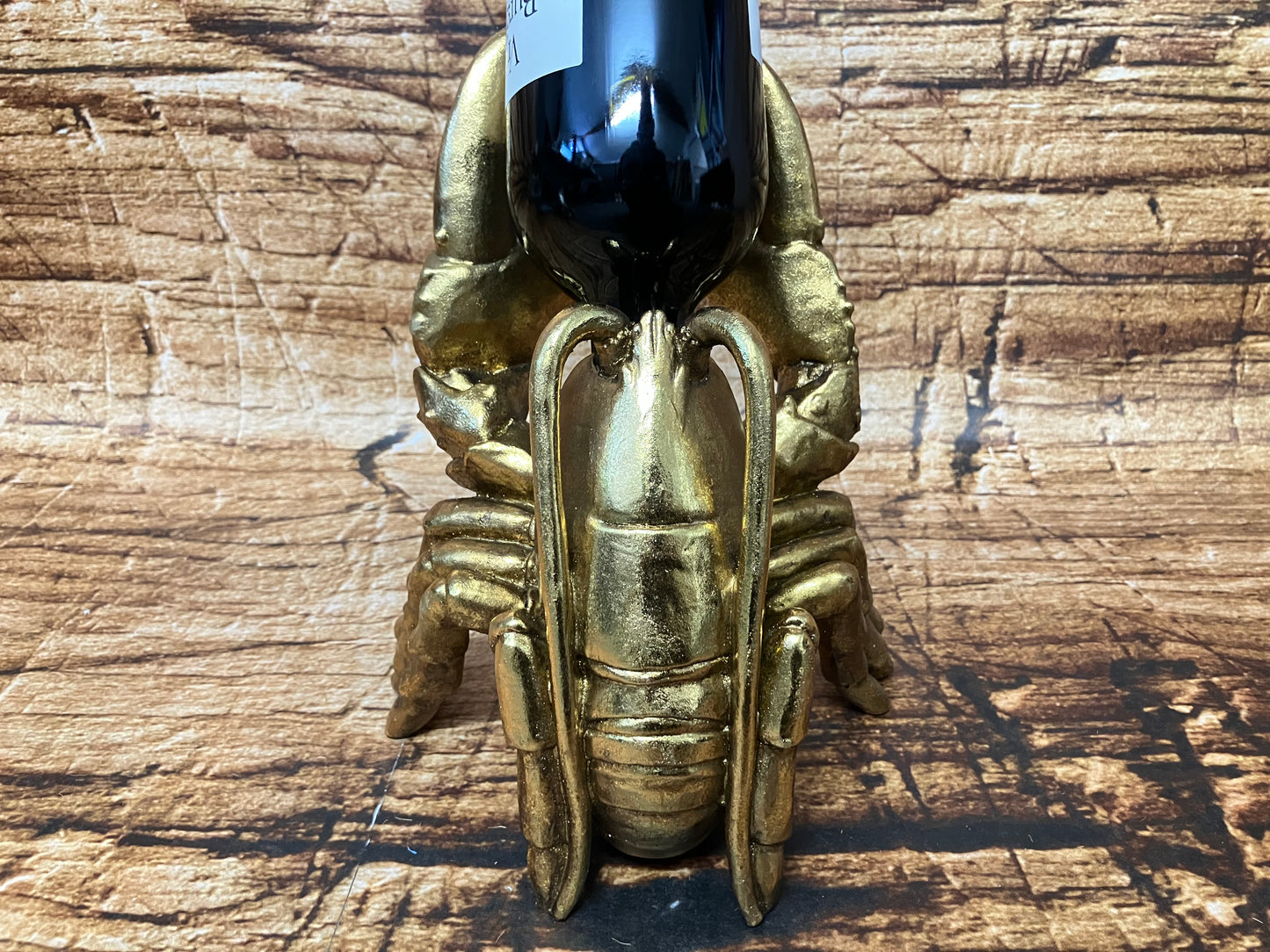 Gouden kreeft wijnfleshouder