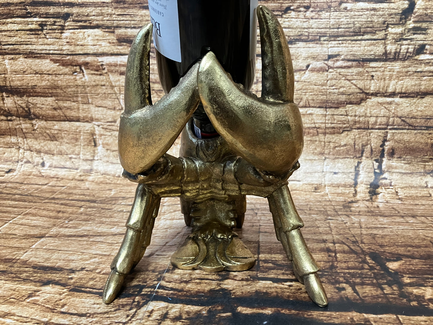 Gouden kreeft wijnfleshouder