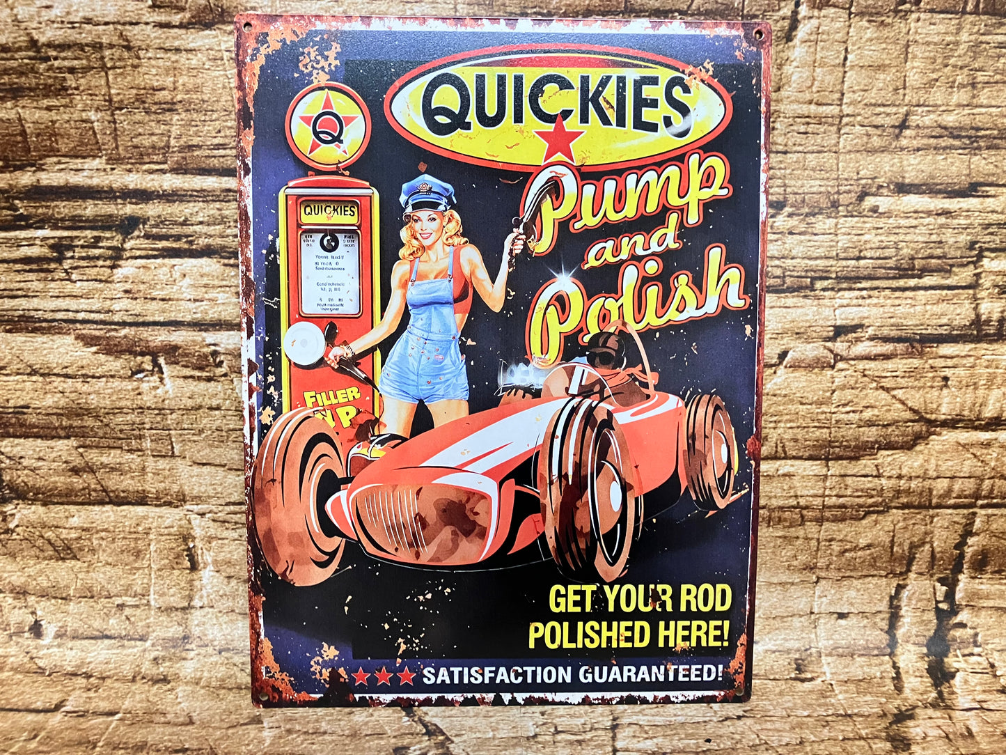 “Quickies Pump & Polish” wandbord