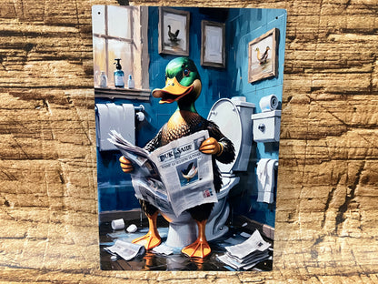 Eend op het Toilet met Krant wandbord