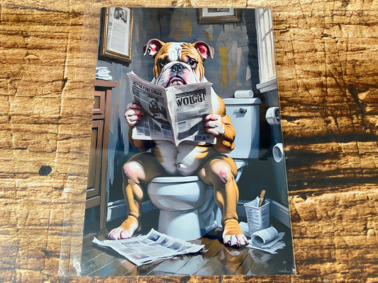 Bulldog on the Toilet with Newspaper Wall Plate
