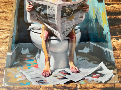 Chihuahua op het Toilet met Krant wandbord