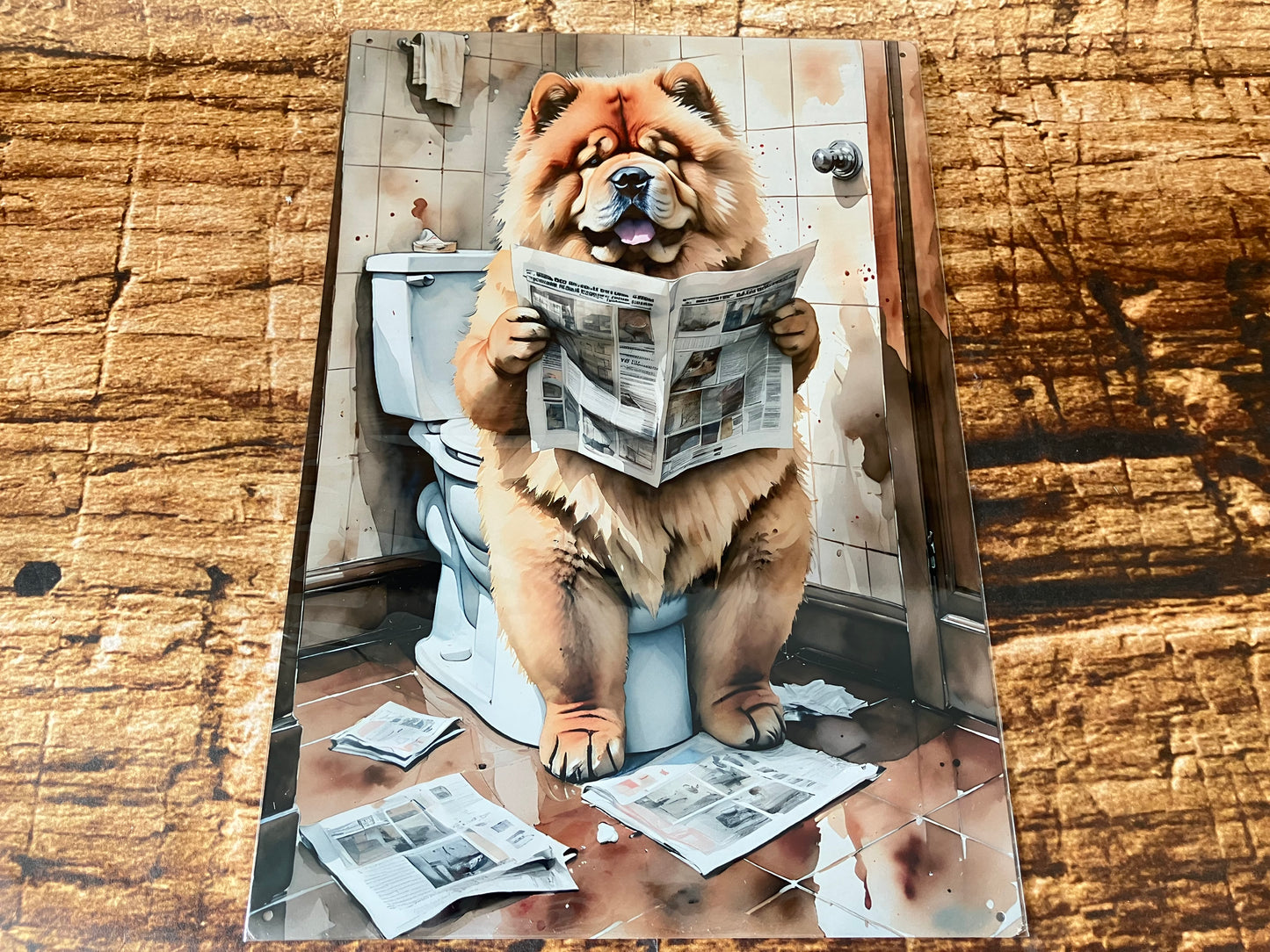 Cockapoo auf der Toilette mit Zeitung Wandschild
