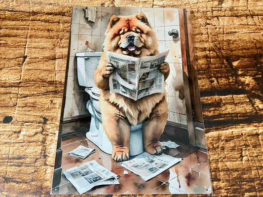 Cockapoo on the Toilet with Newspaper Wall Plaque