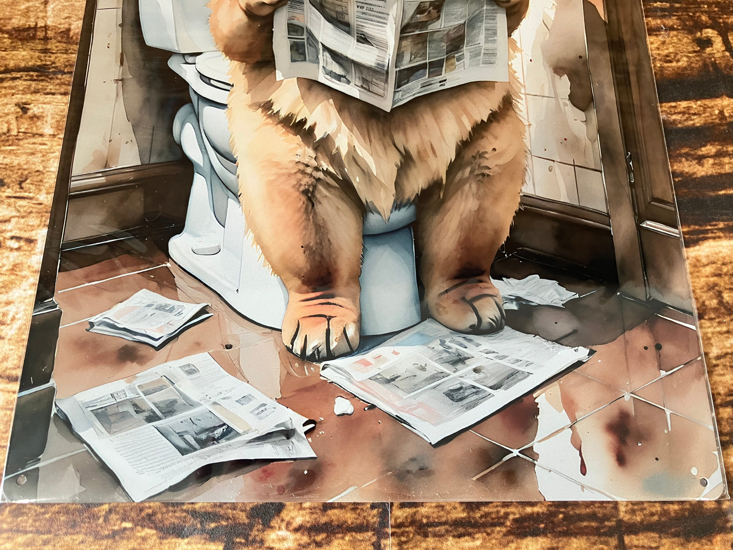 Cockapoo auf der Toilette mit Zeitung Wandschild