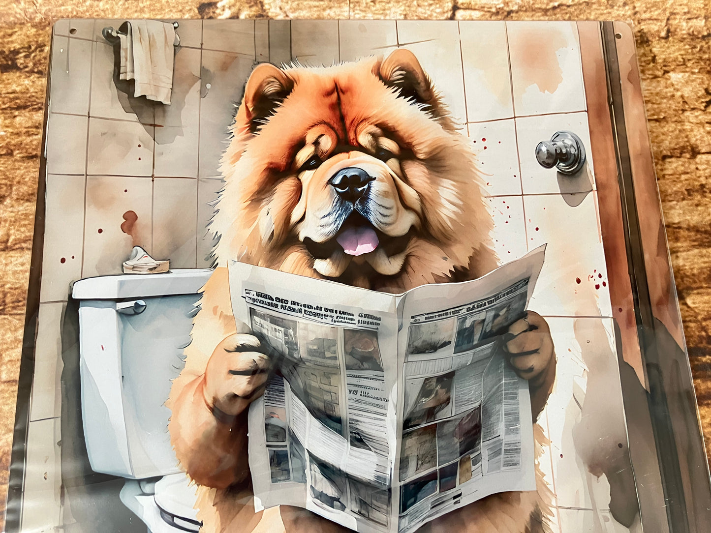 Cockapoo auf der Toilette mit Zeitung Wandschild
