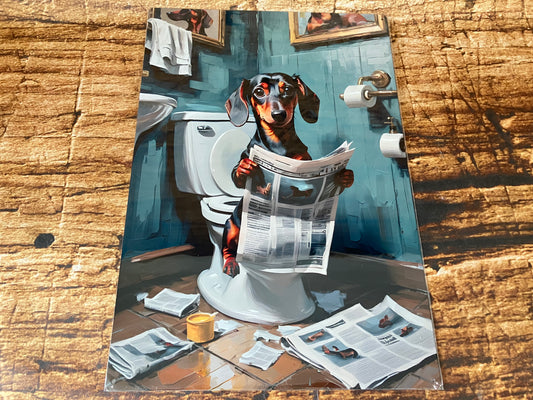 Cockapoo on the Toilet with Newspaper Wall Plaque