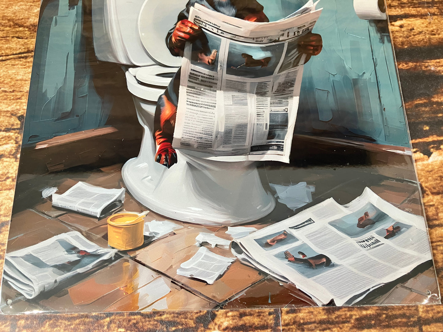 Teckel op het Toilet met Krant wandbord