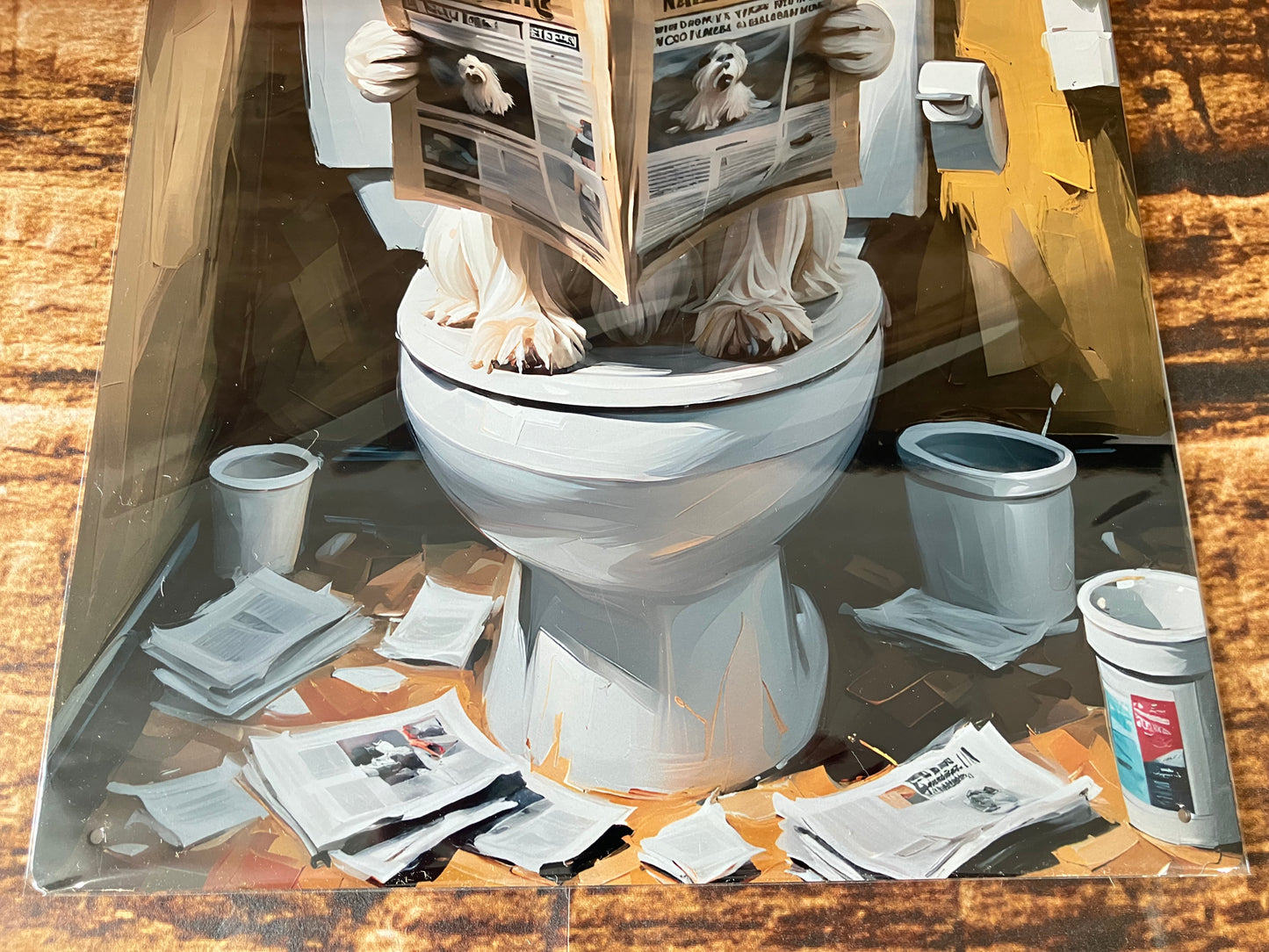Maltezer op het Toilet met Krant wandbord