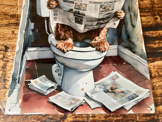 Labradoodle op het Toilet met Krant wandbord