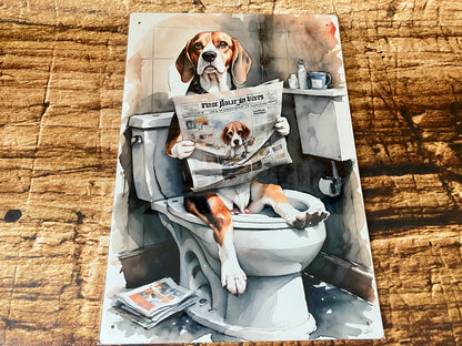 Beagle op het Toilet met Krant wandbord