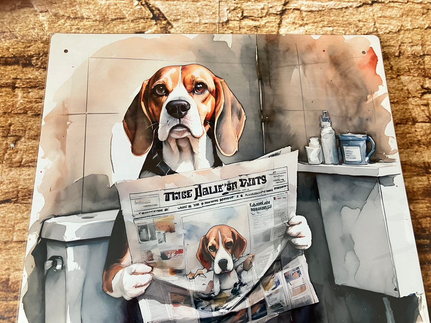 Cockapoo auf der Toilette mit Zeitung Wandschild