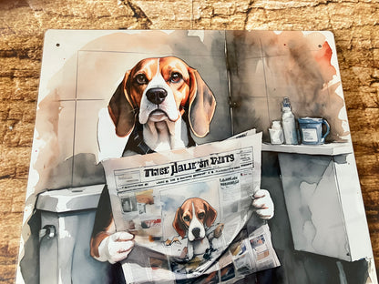 Beagle op het Toilet met Krant wandbord