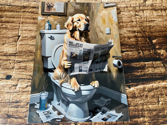 Cockapoo on the Toilet with Newspaper Wall Plaque