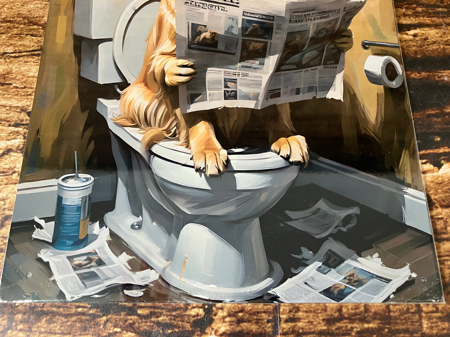 Cockapoo on the Toilet with Newspaper Wall Plaque