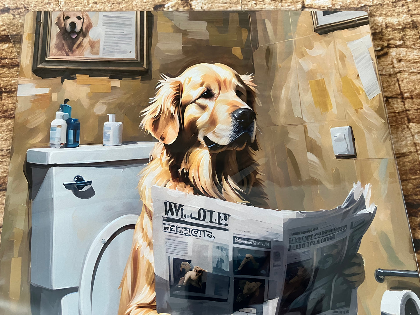 Cockapoo on the Toilet with Newspaper Wall Plaque