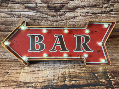 Wandbord pub verlichting "BAR"
