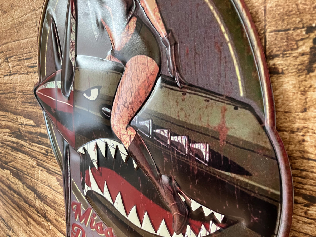 Metalen Wandbord Pin-Up Vliegtuig Miss Danger