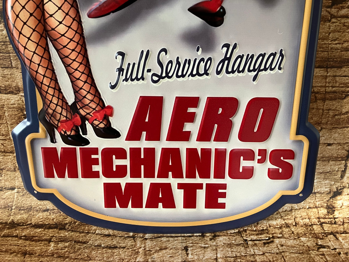 Metalen Wandbord Pin-Up Aero Mechanic's Mate