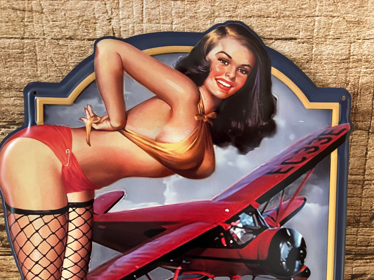 Metalen Wandbord Pin-Up Aero Mechanic's Mate