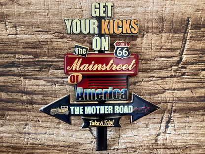 Metalen Wandbord Get Your Kicks on Route 66