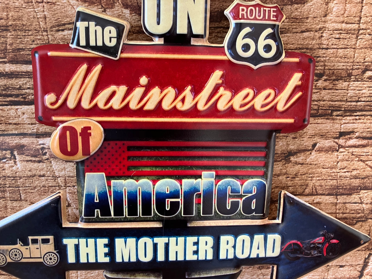 Metalen Wandbord Get Your Kicks on Route 66