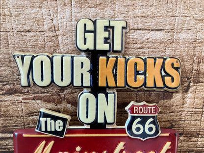 Metalen Wandbord Get Your Kicks on Route 66