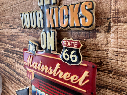 Metalen Wandbord Get Your Kicks on Route 66