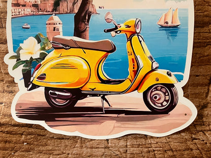 Metalen Wandbord Vespa & Citroenboom Italiaanse kust