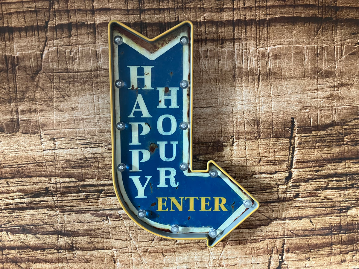 Wandbord pub verlichting "HAPPY HOUR"