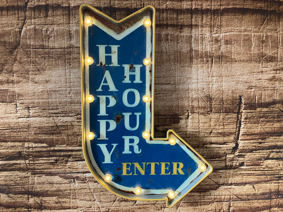 Wandbord pub verlichting "HAPPY HOUR"