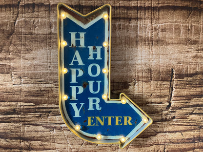 Wandbord pub verlichting "HAPPY HOUR"