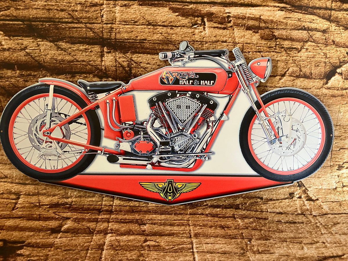 Metalen Wandbord Custom Chopper Motorfiets