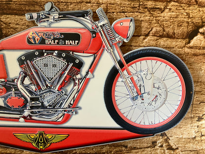 Metalen Wandbord Custom Chopper Motorfiets