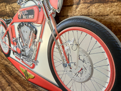 Metalen Wandbord Custom Chopper Motorfiets