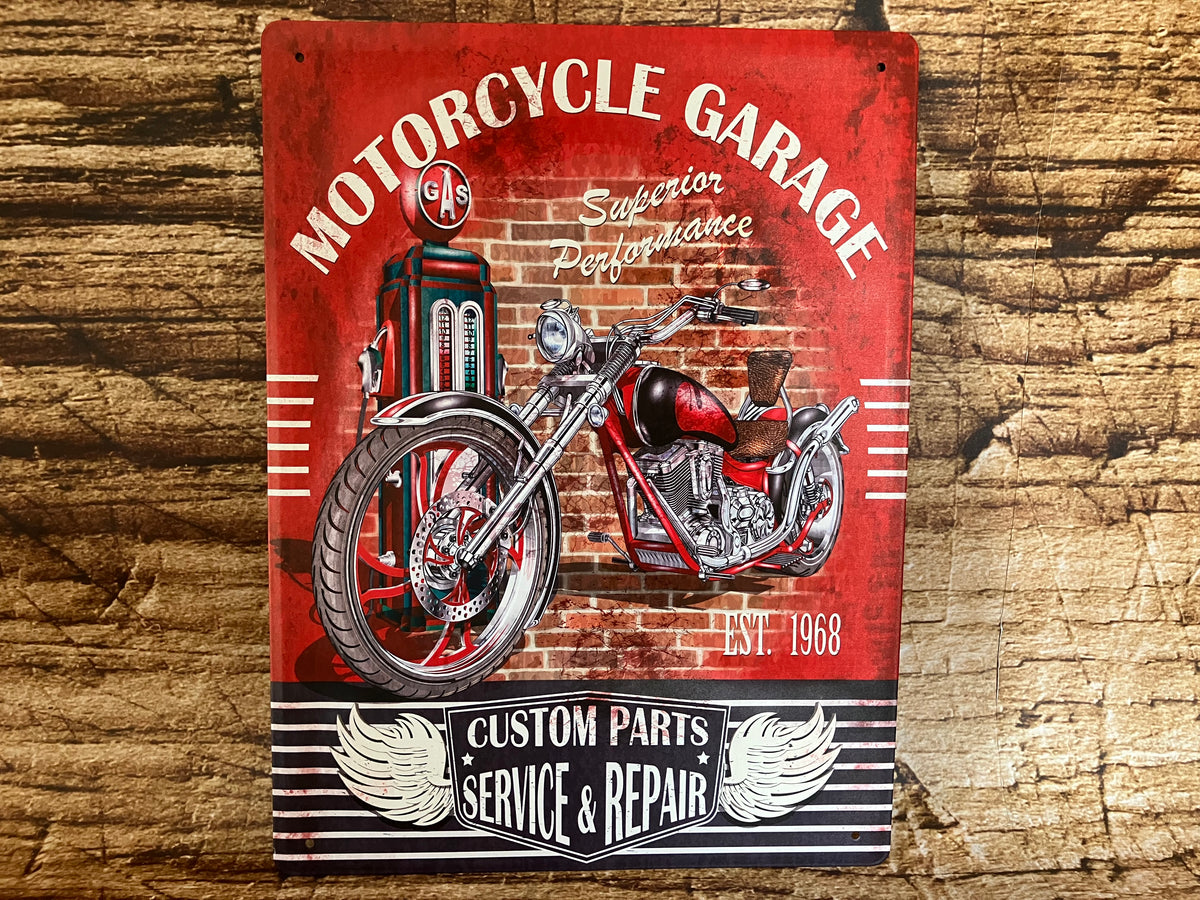 Metalen Wandbord Motorcycle Garage