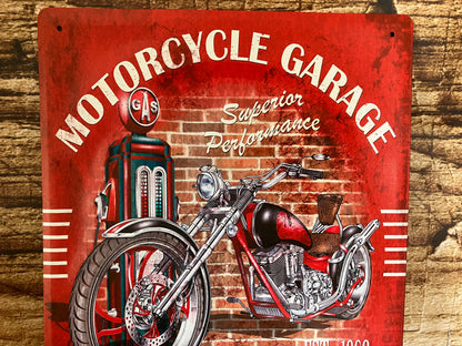 Metalen Wandbord Motorcycle Garage